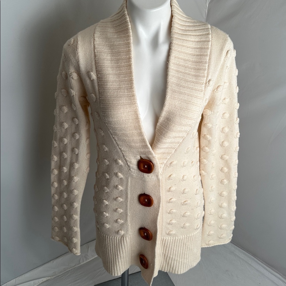 Anthropologie Charlie and Robin Bubbling up cream longline cardigan sweater